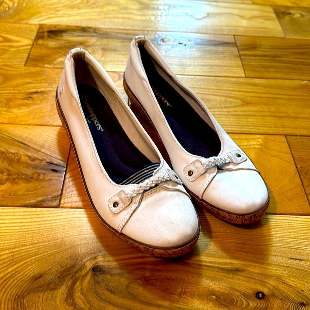 Grasshoppers OrthoLite Wedge Shoes, White/Navy, Sz 9